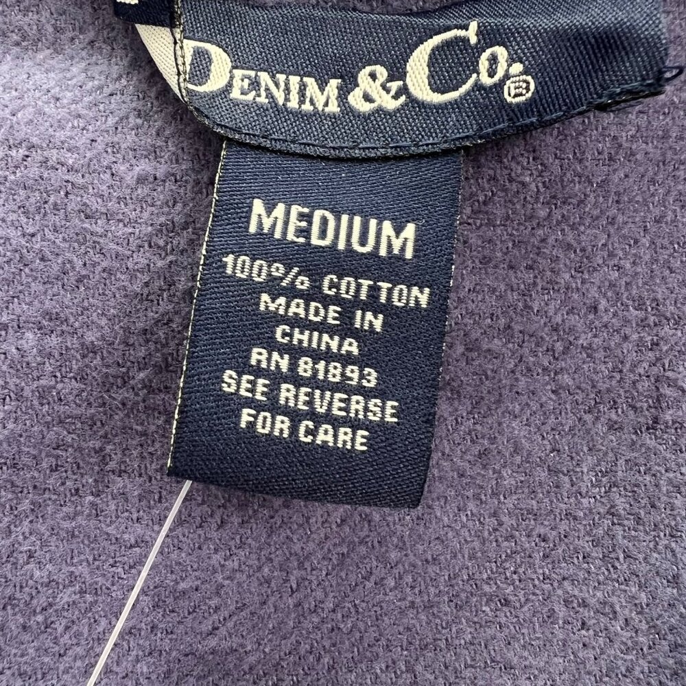 Denim & Co. Plaid Snap Jacket Medium 100% Cotton Blue & Gray Womens Flannel Coat - Picture 3 of 11